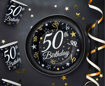 Picture of 50TH BIRTHDAY BLACK & GOLD PLATES 18CM 6 PACK